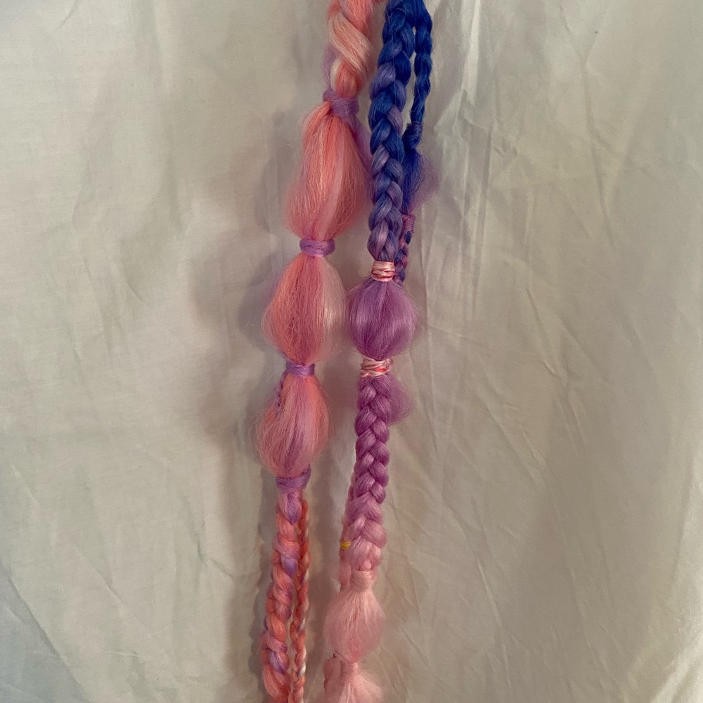 Pink and Purple Braided Hair pony